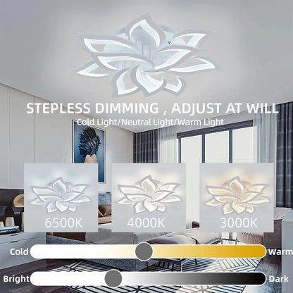 IRALAN Nordic Minimalist Ceiling Light With Remote Control Living Room Modern Creative Petal Design Ceiling Lamp Fixture Bedroom - Smoothy Home