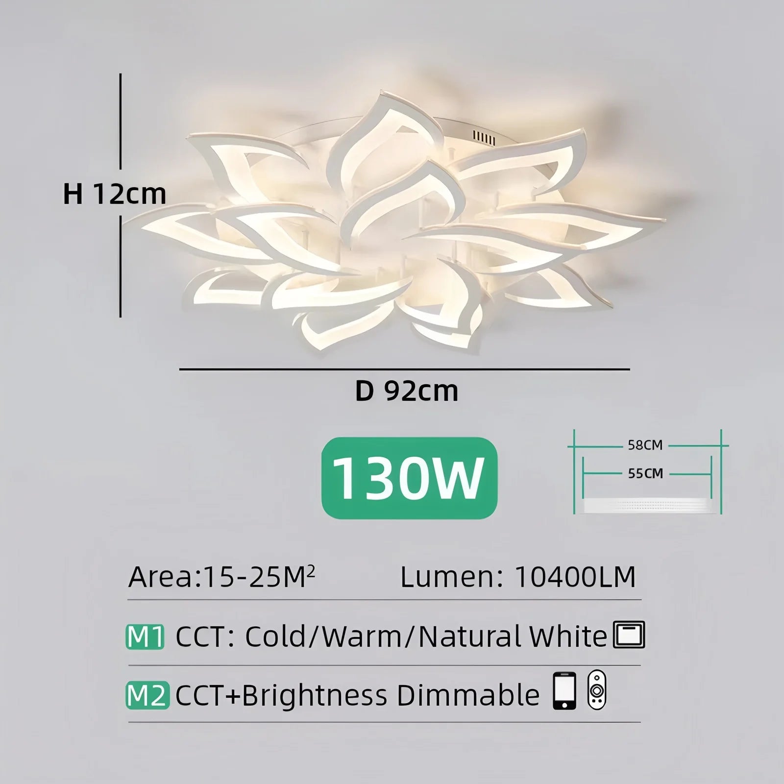 IRALAN Nordic Minimalist Ceiling Light With Remote Control Living Room Modern Creative Petal Design Ceiling Lamp Fixture Bedroom - Smoothy Home