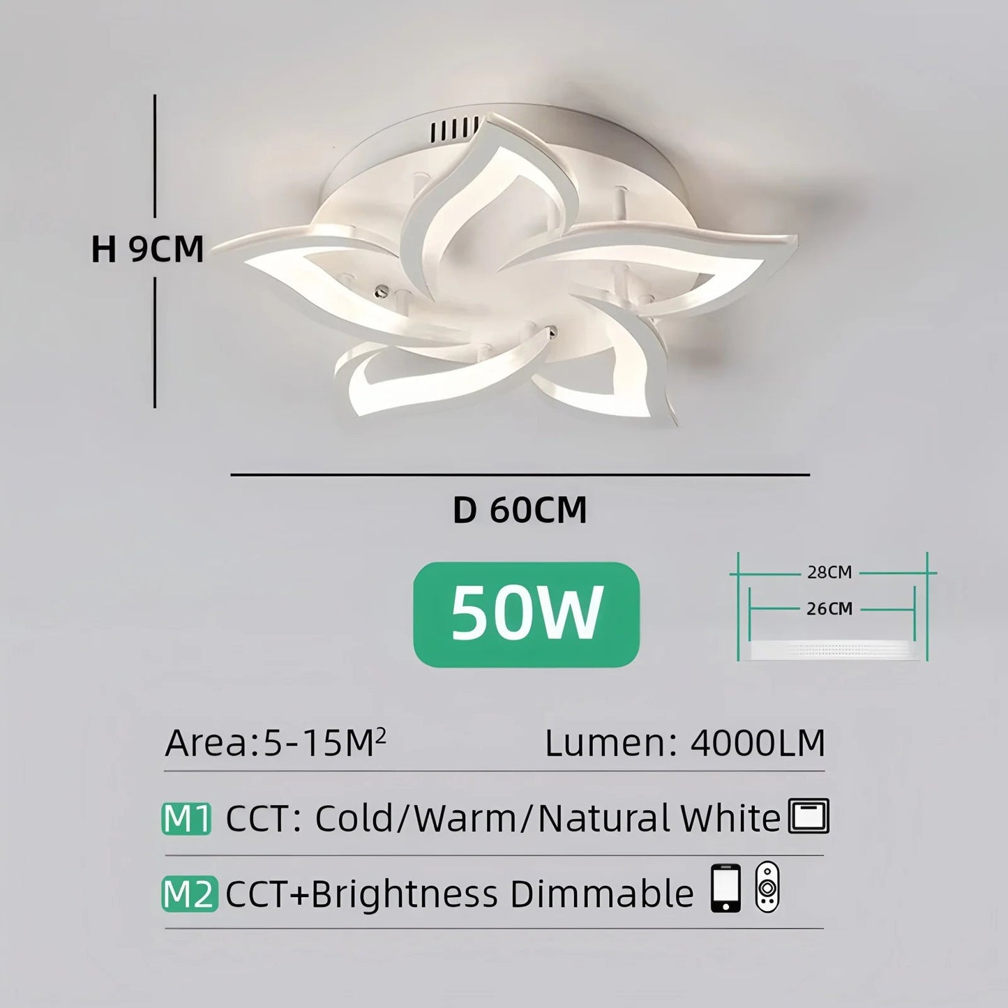 IRALAN Nordic Minimalist Ceiling Light With Remote Control Living Room Modern Creative Petal Design Ceiling Lamp Fixture Bedroom - Smoothy Home