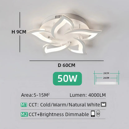 IRALAN Nordic Minimalist Ceiling Light With Remote Control Living Room Modern Creative Petal Design Ceiling Lamp Fixture Bedroom - Smoothy Home