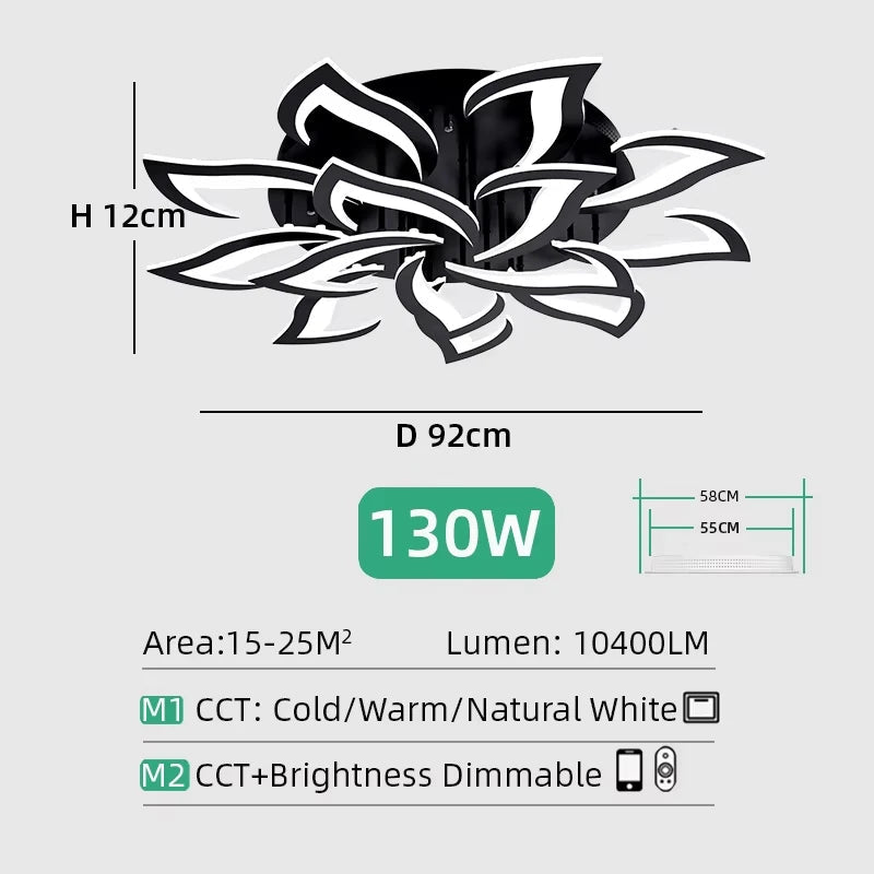 IRALAN Nordic Minimalist Ceiling Light With Remote Control Living Room Modern Creative Petal Design Ceiling Lamp Fixture Bedroom - Smoothy Home