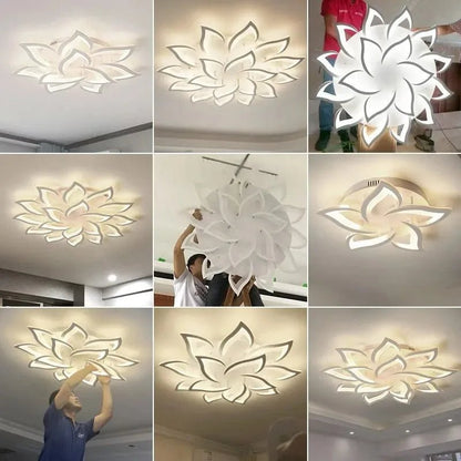 IRALAN Nordic Minimalist Ceiling Light With Remote Control Living Room Modern Creative Petal Design Ceiling Lamp Fixture Bedroom - Smoothy Home