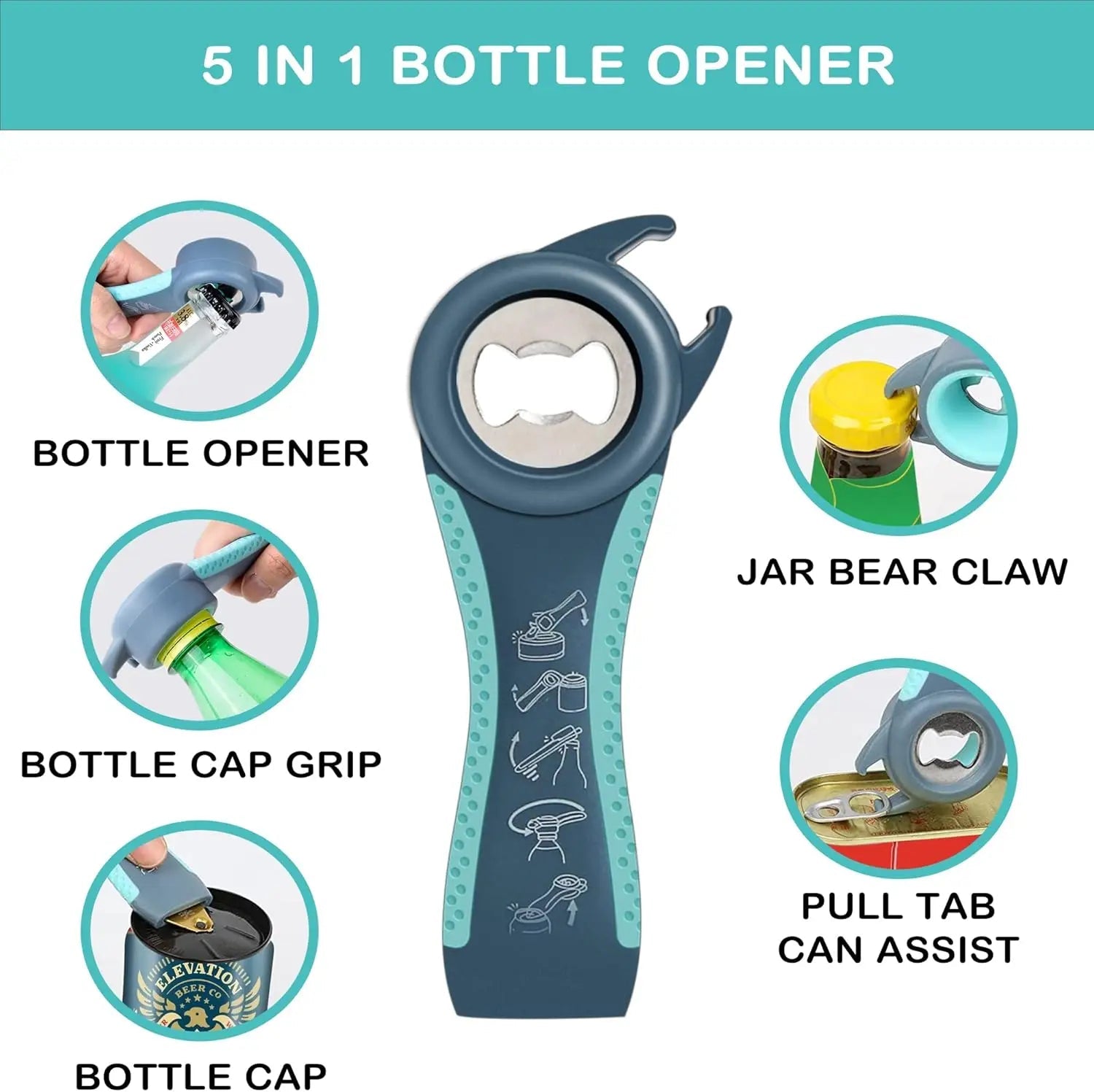Jar Opener for Weak Hands Seniors with Arthritis Multi Function Bottle Opener Lid Non Slip Rubber Gripper Pad beer kitchen tools - Smoothy Home