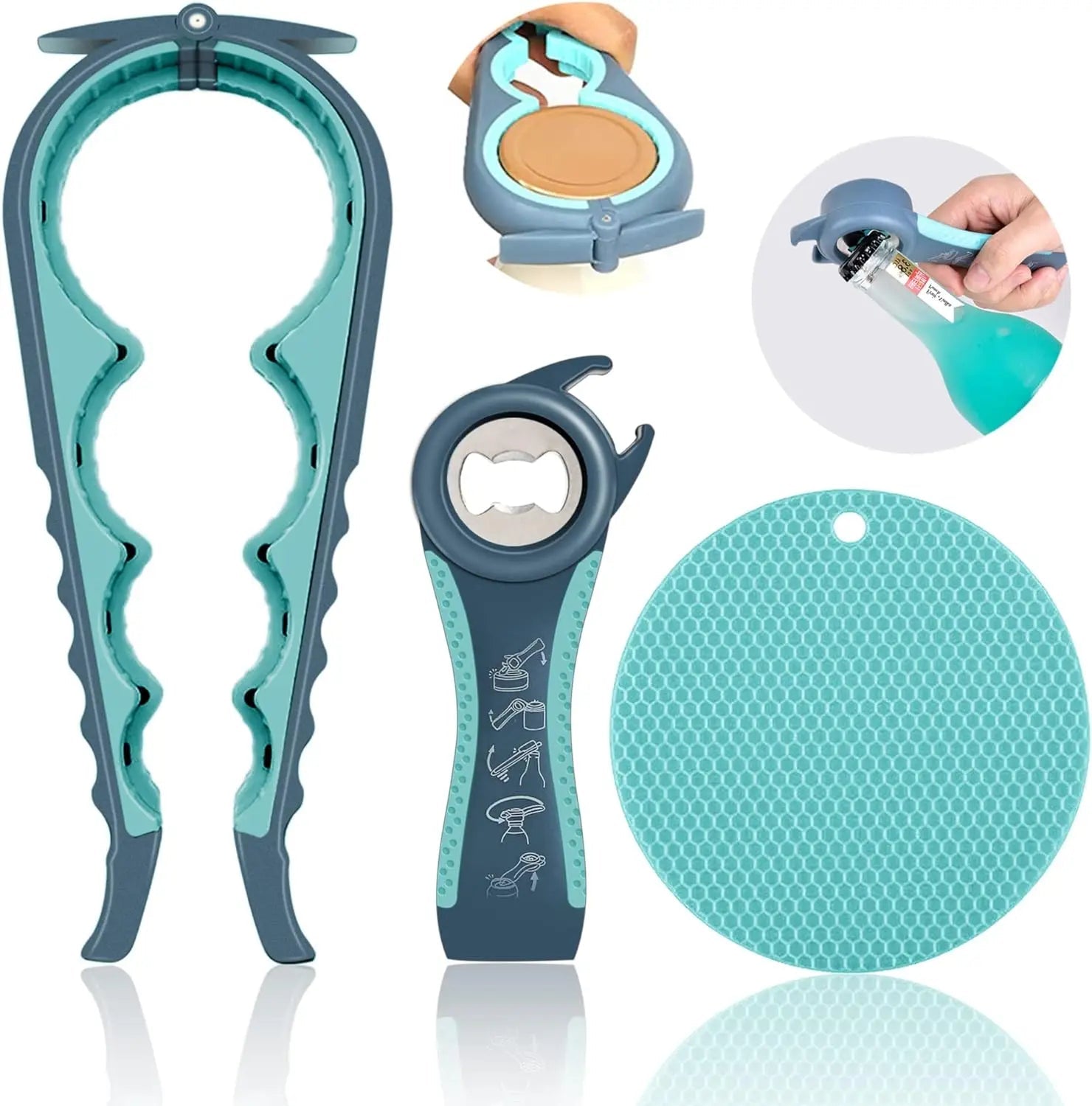 Jar Opener for Weak Hands Seniors with Arthritis Multi Function Bottle Opener Lid Non Slip Rubber Gripper Pad beer kitchen tools - Smoothy Home