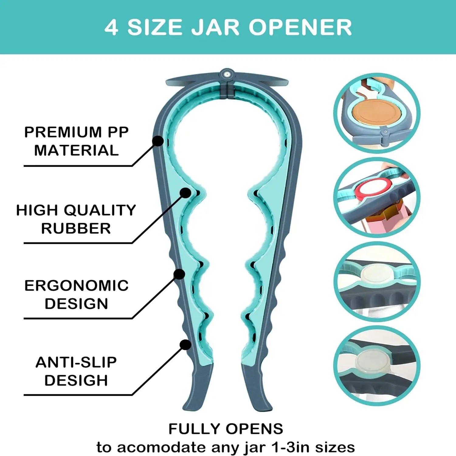 Jar Opener for Weak Hands Seniors with Arthritis Multi Function Bottle Opener Lid Non Slip Rubber Gripper Pad beer kitchen tools - Smoothy Home
