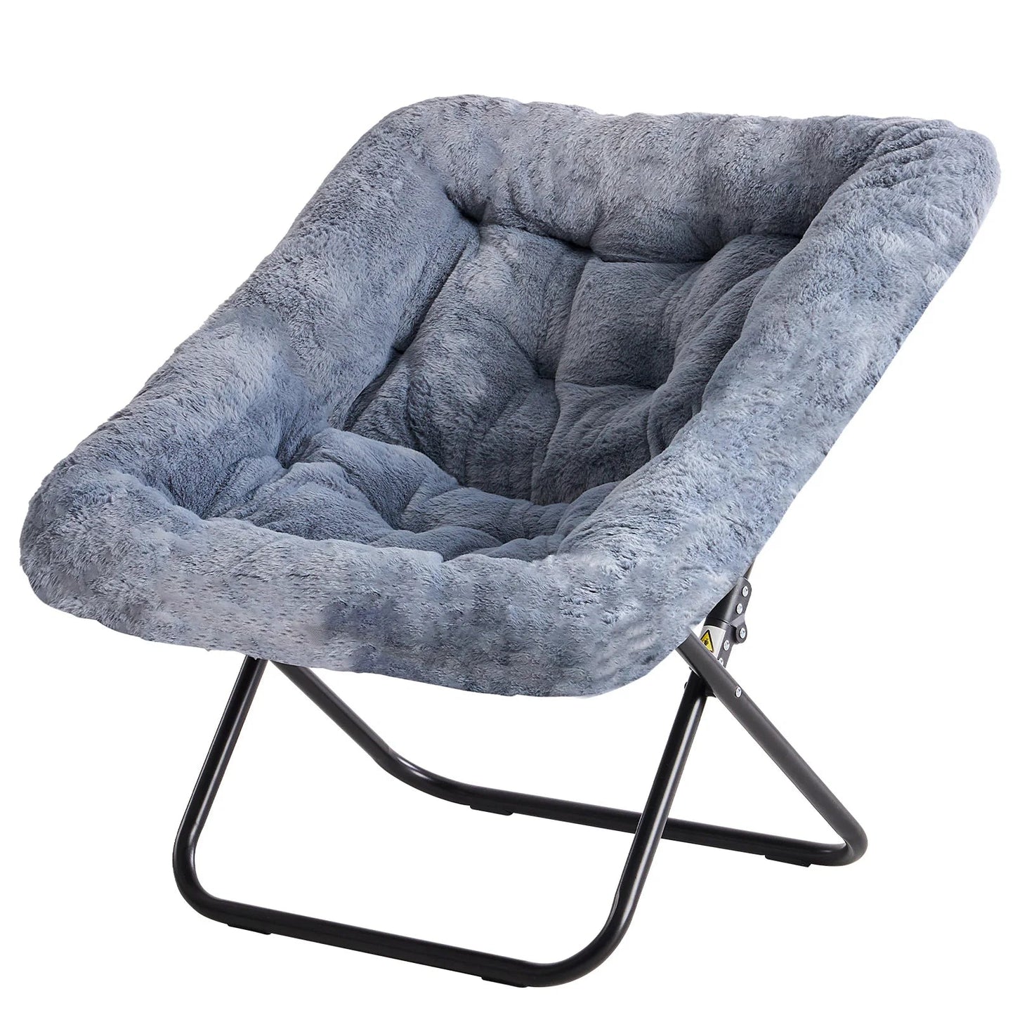 JHK 28IN Cozy Saucer Chairs Soft Faux Fur Large Size Folding Lounge Living Room Padded Seat Metal Frame Reading Chair Furniture - Smoothy Home