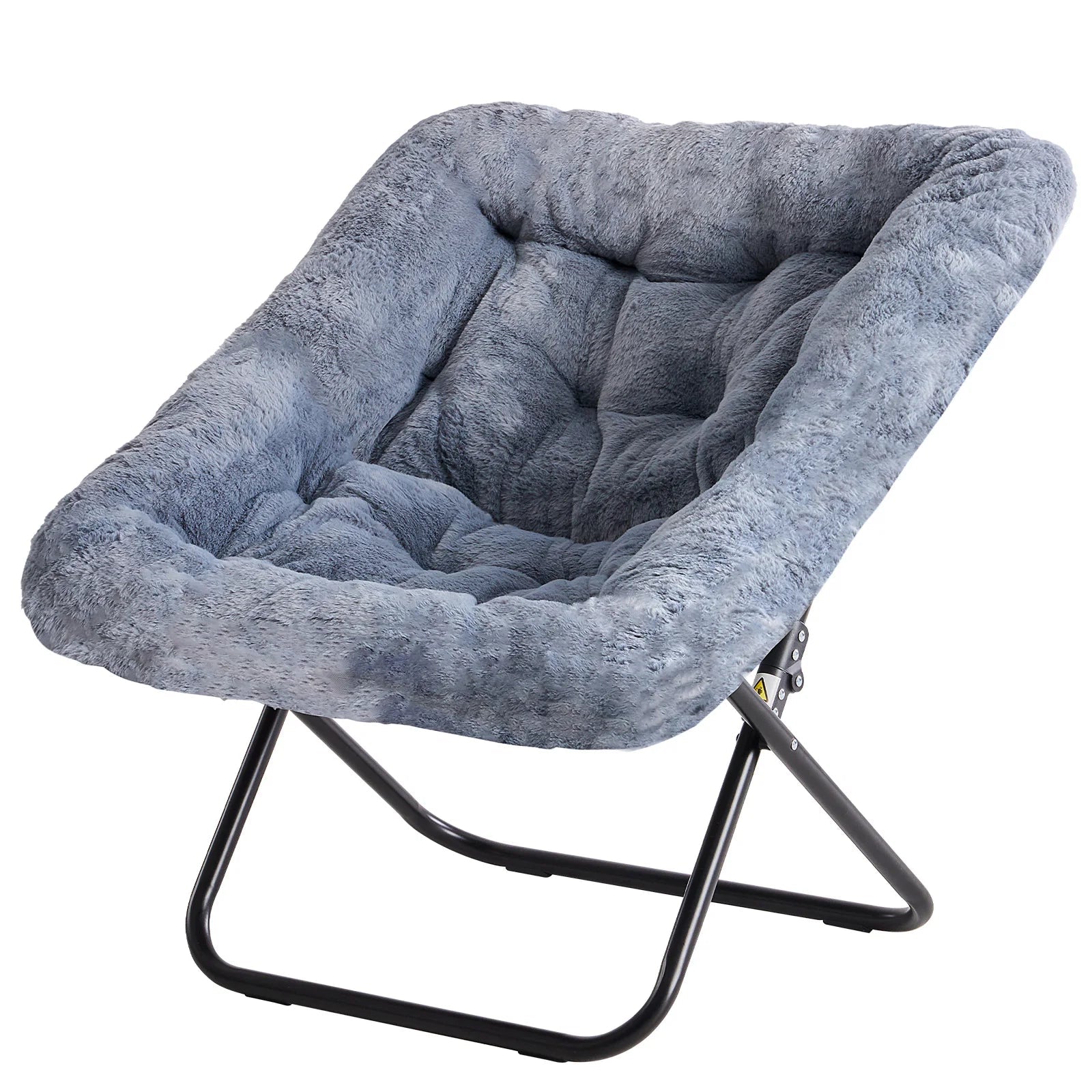 JHK 28IN Cozy Saucer Chairs Soft Faux Fur Large Size Folding Lounge Living Room Padded Seat Metal Frame Reading Chair Furniture - Smoothy Home