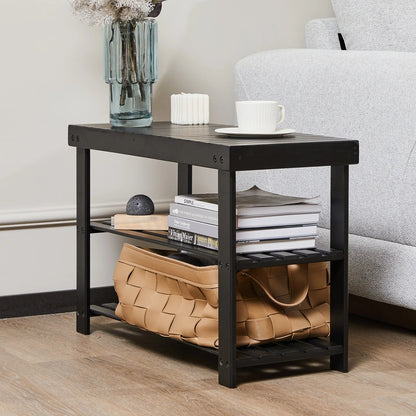 JHK 3-Tier Bamboo Entryway Benches Living Room Shoe Rack Bench Holds Up to 286 lb Storage Organizer for Bedroom Balcony - Smoothy Home