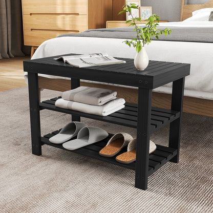 JHK 3-Tier Bamboo Entryway Benches Living Room Shoe Rack Bench Holds Up to 286 lb Storage Organizer for Bedroom Balcony - Smoothy Home