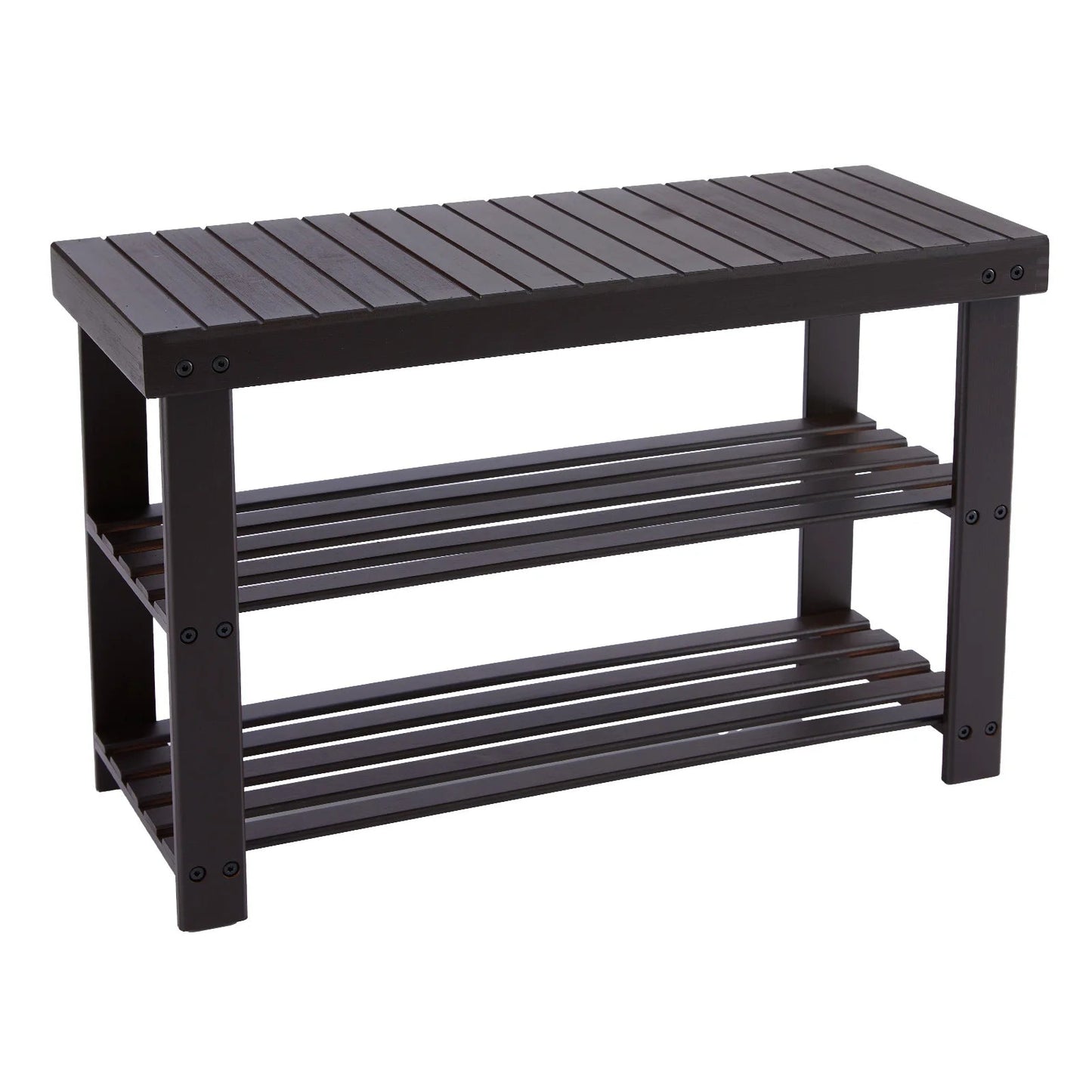 JHK 3-Tier Bamboo Entryway Benches Living Room Shoe Rack Bench Holds Up to 286 lb Storage Organizer for Bedroom Balcony - Smoothy Home