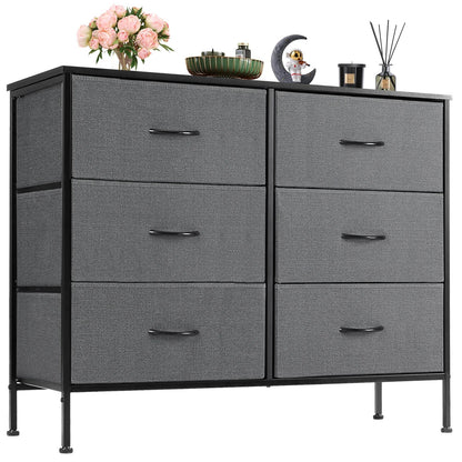 JHK 6 Fabric Drawers Nightstand For Bedroom Bedside Sofa Table With Storage Closet Chest Clothes Display Cabinet Furniture - Smoothy Home
