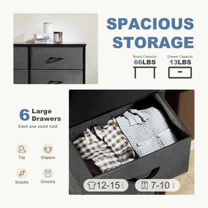 JHK 6 Fabric Drawers Nightstand For Bedroom Bedside Sofa Table With Storage Closet Chest Clothes Display Cabinet Furniture - Smoothy Home