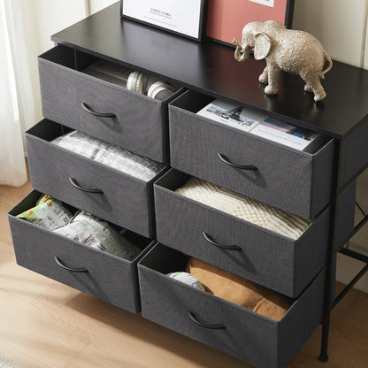 JHK 6 Fabric Drawers Nightstand For Bedroom Bedside Sofa Table With Storage Closet Chest Clothes Display Cabinet Furniture - Smoothy Home