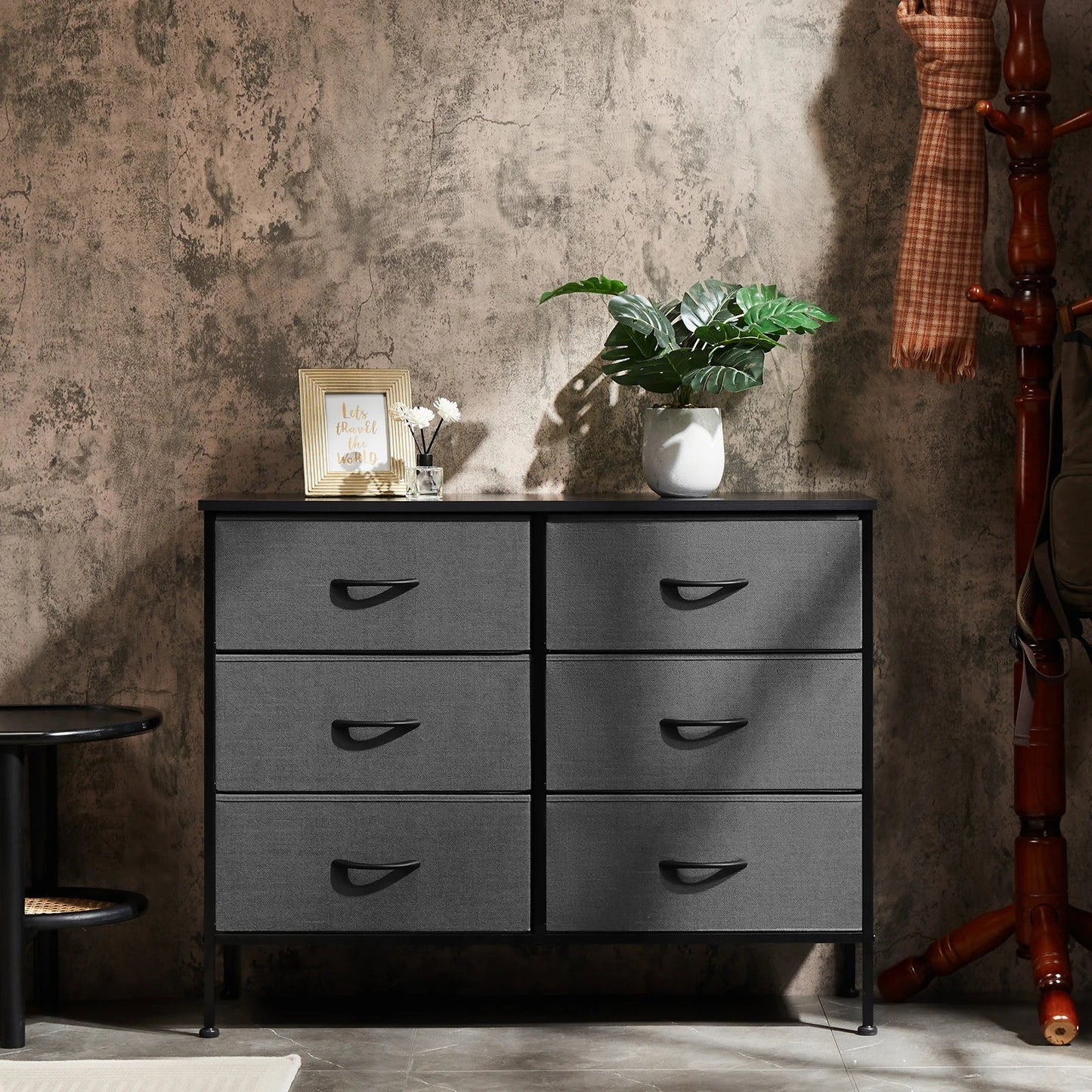 JHK 6 Fabric Drawers Nightstand For Bedroom Bedside Sofa Table With Storage Closet Chest Clothes Display Cabinet Furniture - Smoothy Home