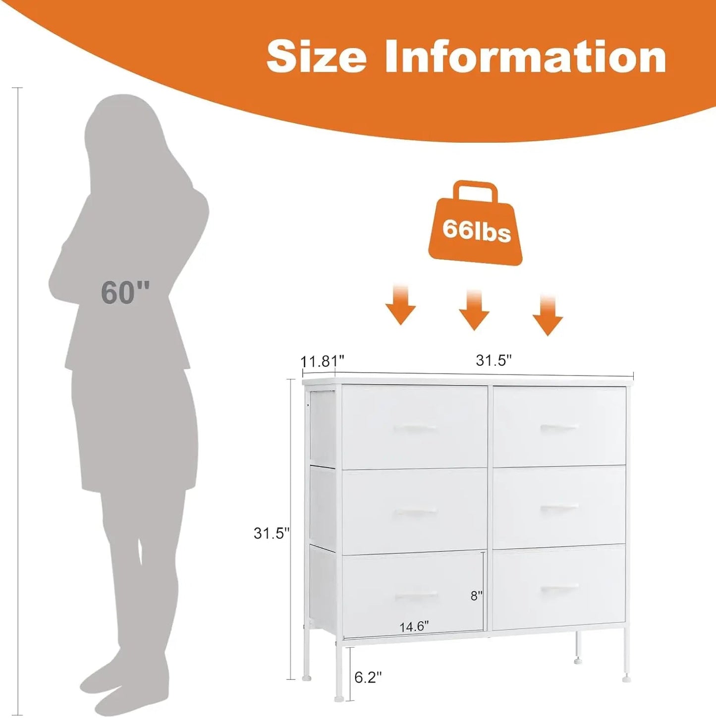 JHK 6 Fabric Drawers Nightstand For Bedroom Bedside Sofa Table With Storage Closet Chest Clothes Display Cabinet Furniture - Smoothy Home