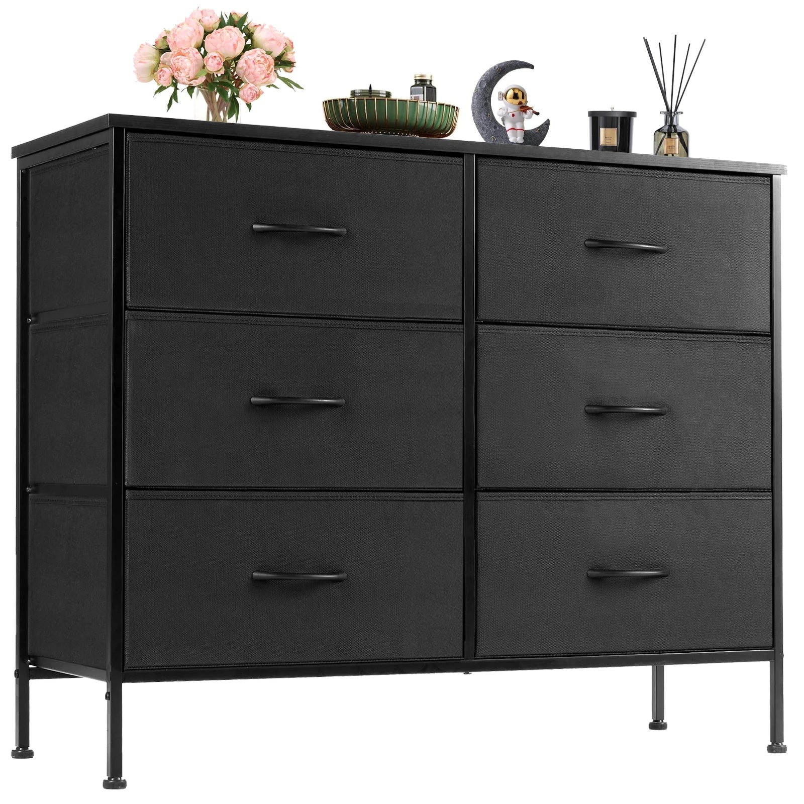 JHK 6 Fabric Drawers Nightstand For Bedroom Bedside Sofa Table With Storage Closet Chest Clothes Display Cabinet Furniture - Smoothy Home