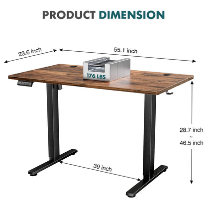 JHK Ergonomic Electric Standing Desk Height Adjustable Computer Desk Large Work PC Table Home Office Writing Gaming Desks - Smoothy Home