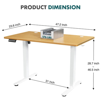 JHK Ergonomic Electric Standing Desk Height Adjustable Computer Desk Large Work PC Table Home Office Writing Gaming Desks - Smoothy Home