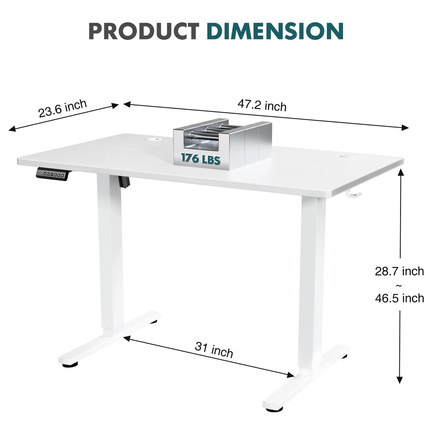 JHK Ergonomic Electric Standing Desk Height Adjustable Computer Desk Large Work PC Table Home Office Writing Gaming Desks - Smoothy Home