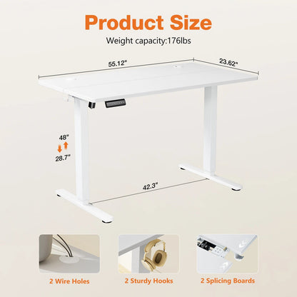 JHK Ergonomic Electric Standing Desk Height Adjustable Computer Desk Large Work PC Table Home Office Writing Gaming Desks - Smoothy Home