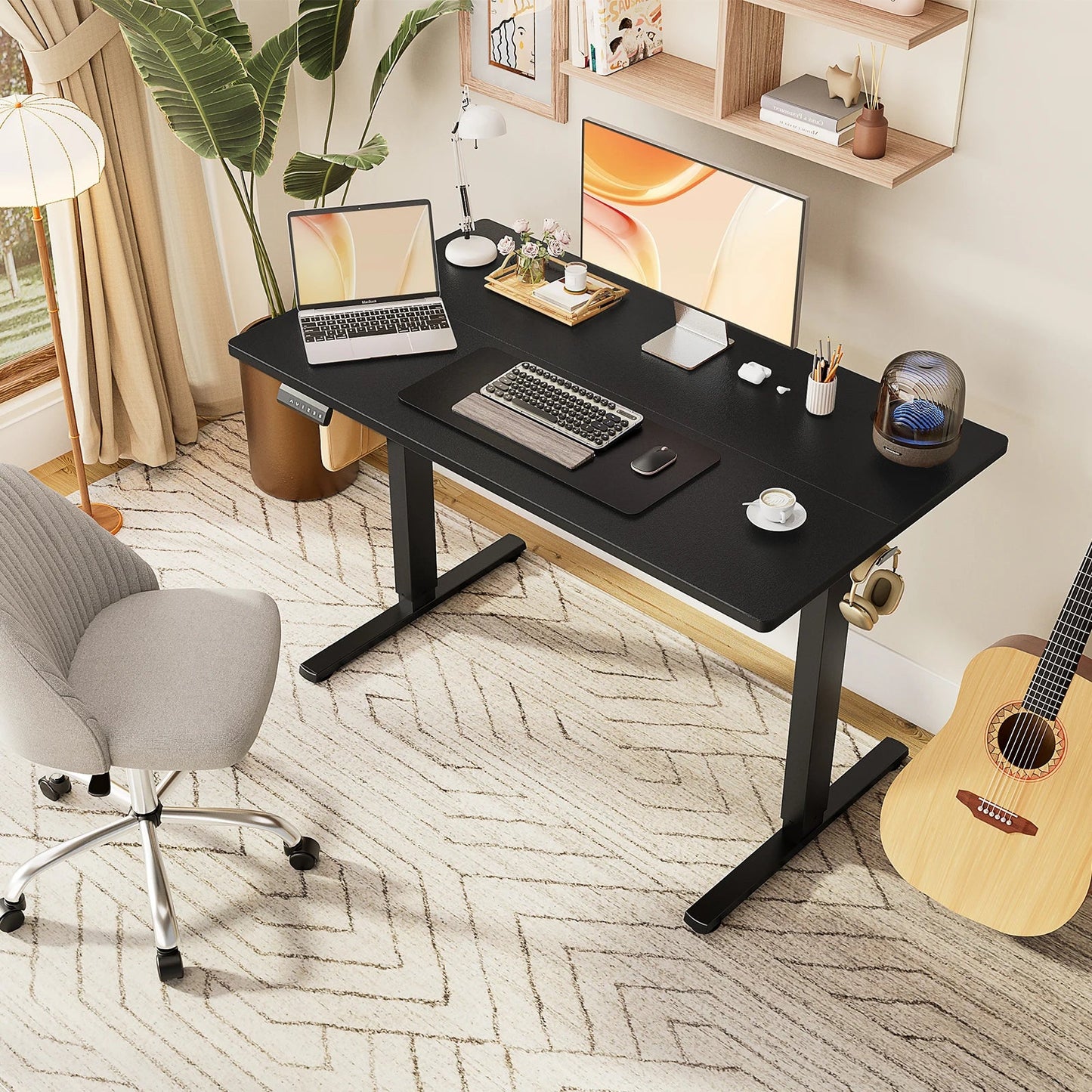JHK Ergonomic Electric Standing Desk Height Adjustable Computer Desk Large Work PC Table Home Office Writing Gaming Desks - Smoothy Home
