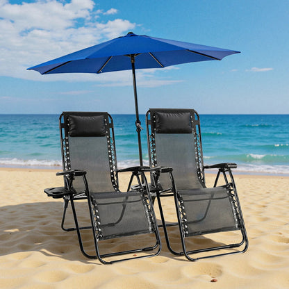 JHK Zero Gravity Portable Recliner Camping Patio Outdoor Garden Lounge Chair with Cup Holder Trays Adjustable Pillow for Backyard - Smoothy Home