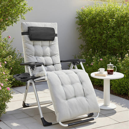 JHK Zero Gravity Portable Recliner Camping Patio Outdoor Garden Lounge Chair with Cup Holder Trays Adjustable Pillow for Backyard - Smoothy Home
