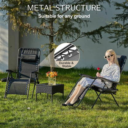 JHK Zero Gravity Portable Recliner Camping Patio Outdoor Garden Lounge Chair with Cup Holder Trays Adjustable Pillow for Backyard - Smoothy Home