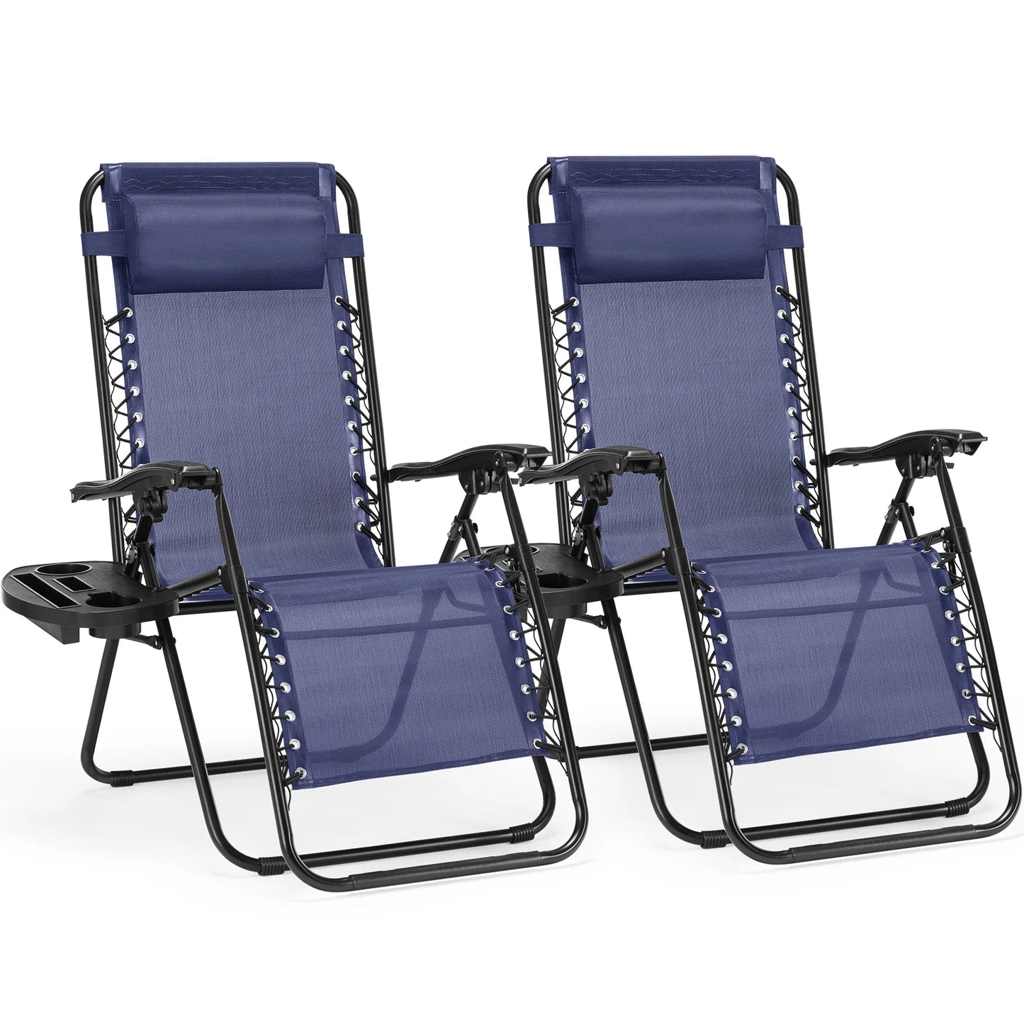 JHK Zero Gravity Portable Recliner Camping Patio Outdoor Garden Lounge Chair with Cup Holder Trays Adjustable Pillow for Backyard - Smoothy Home