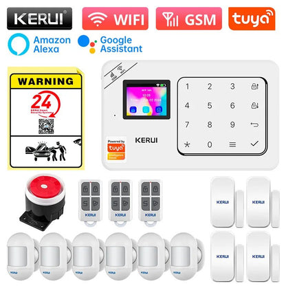 KERUI Home Alarm Kit Wireless WiFi GSM Anti-Theft with Touch Screen Tuya Smart Life App Alarm System for Security Protection - Smoothy Home
