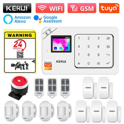 KERUI Home Alarm Kit Wireless WiFi GSM Anti-Theft with Touch Screen Tuya Smart Life App Alarm System for Security Protection - Smoothy Home