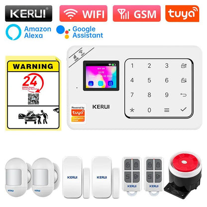 KERUI Home Alarm Kit Wireless WiFi GSM Anti-Theft with Touch Screen Tuya Smart Life App Alarm System for Security Protection - Smoothy Home