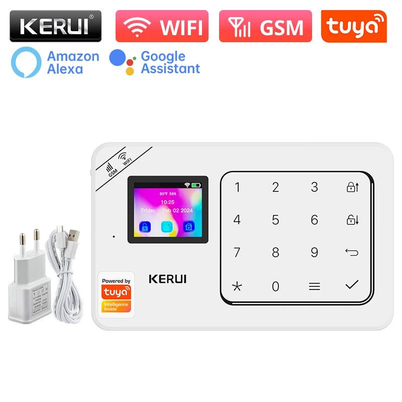 KERUI Home Alarm Kit Wireless WiFi GSM Anti-Theft with Touch Screen Tuya Smart Life App Alarm System for Security Protection - Smoothy Home
