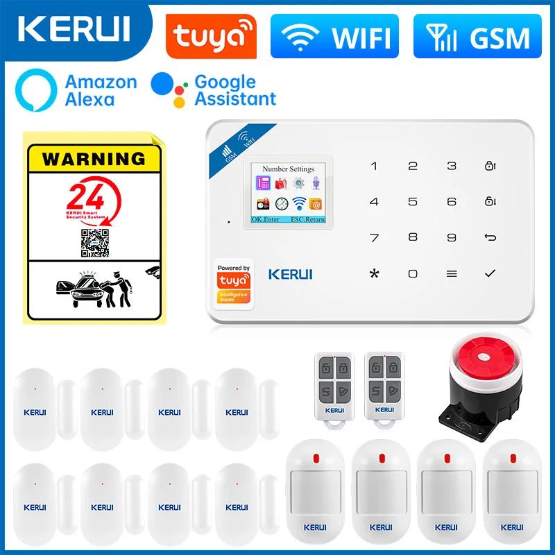 KERUI W181 Alarm System Secutrity Home WIFI GSM Alarm Tuya Smart Motion Detector Door Sensor Burglar IP Camera Work Alexa Google - Smoothy Home