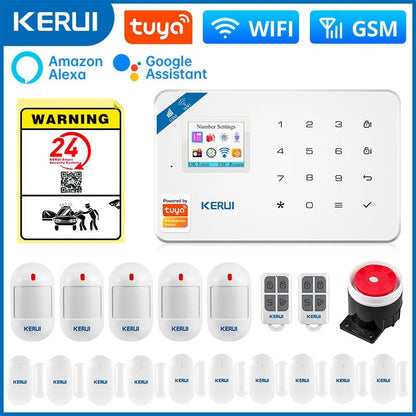 KERUI W181 Alarm System Secutrity Home WIFI GSM Alarm Tuya Smart Motion Detector Door Sensor Burglar IP Camera Work Alexa Google - Smoothy Home