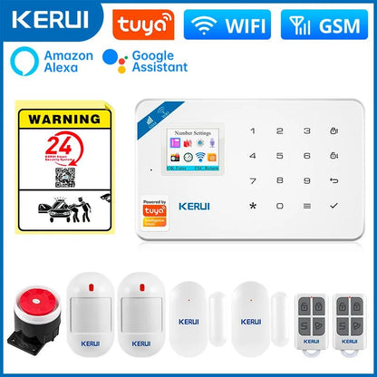 KERUI W181 Alarm System Secutrity Home WIFI GSM Alarm Tuya Smart Motion Detector Door Sensor Burglar IP Camera Work Alexa Google - Smoothy Home