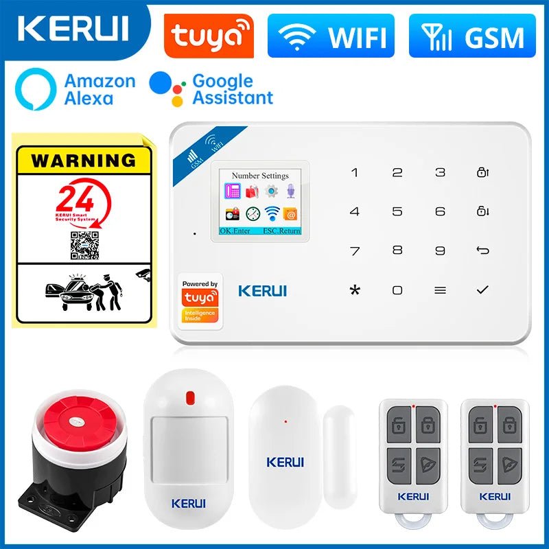 KERUI W181 Alarm System Secutrity Home WIFI GSM Alarm Tuya Smart Motion Detector Door Sensor Burglar IP Camera Work Alexa Google - Smoothy Home