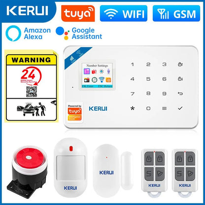 KERUI W181 Alarm System Secutrity Home WIFI GSM Alarm Tuya Smart Motion Detector Door Sensor Burglar IP Camera Work Alexa Google - Smoothy Home