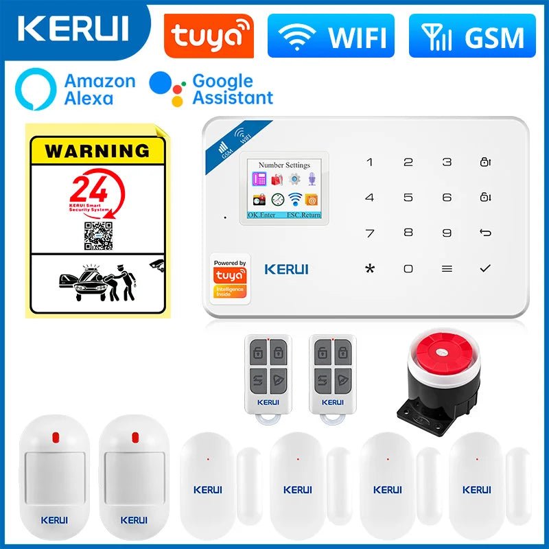 KERUI W181 Alarm System Secutrity Home WIFI GSM Alarm Tuya Smart Motion Detector Door Sensor Burglar IP Camera Work Alexa Google - Smoothy Home