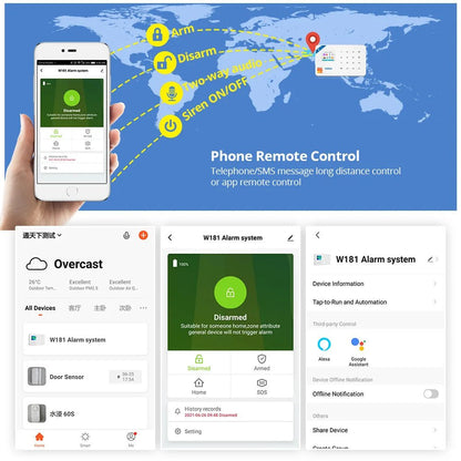 KERUI W181 Alarm System Secutrity Home WIFI GSM Alarm Tuya Smart Motion Detector Door Sensor Burglar IP Camera Work Alexa Google - Smoothy Home