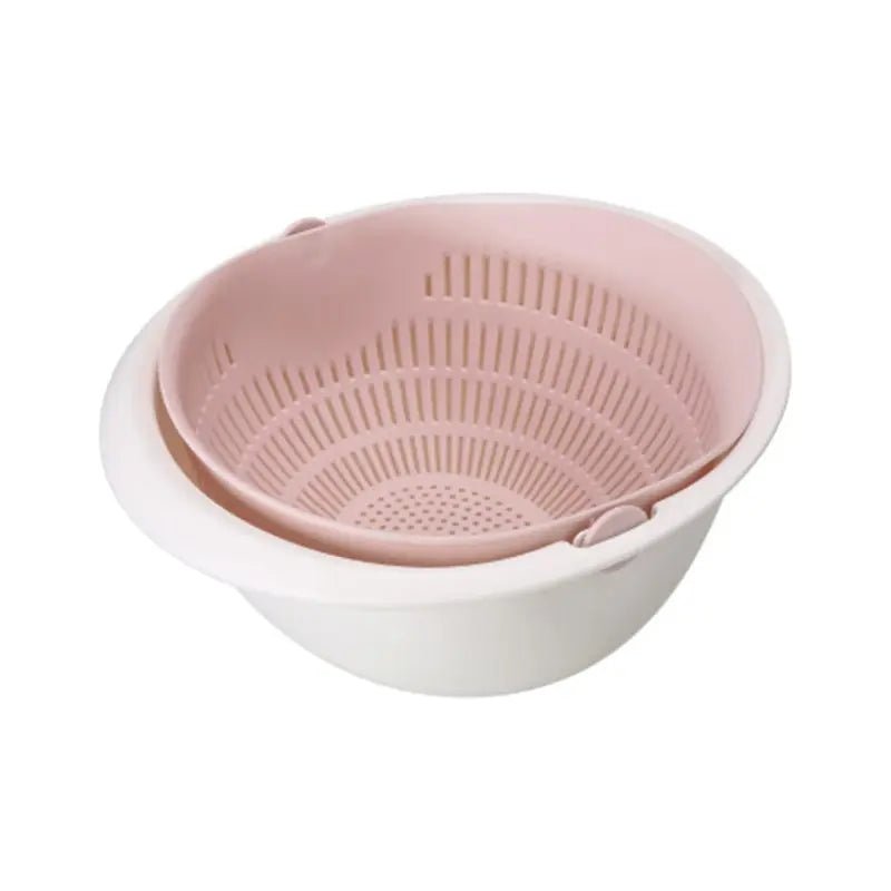 Kitchen Fruit Tray Removable Double Layer Fruit And Vegetable Basin Draining Basket Creative Household Rotating Washing Basket - Smoothy Home