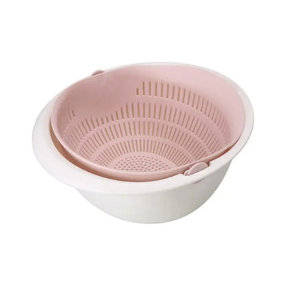 Kitchen Fruit Tray Removable Double Layer Fruit And Vegetable Basin Draining Basket Creative Household Rotating Washing Basket - Smoothy Home