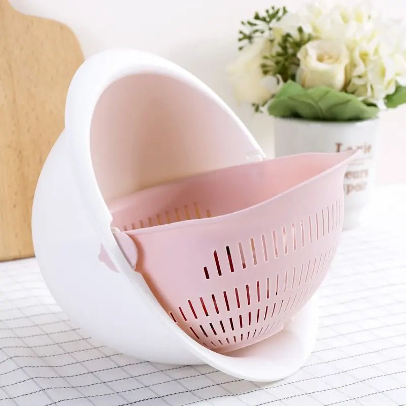 Kitchen Fruit Tray Removable Double Layer Fruit And Vegetable Basin Draining Basket Creative Household Rotating Washing Basket - Smoothy Home