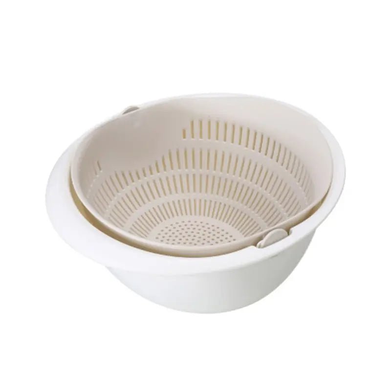 Kitchen Fruit Tray Removable Double Layer Fruit And Vegetable Basin Draining Basket Creative Household Rotating Washing Basket - Smoothy Home