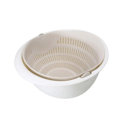 Kitchen Fruit Tray Removable Double Layer Fruit And Vegetable Basin Draining Basket Creative Household Rotating Washing Basket - Smoothy Home