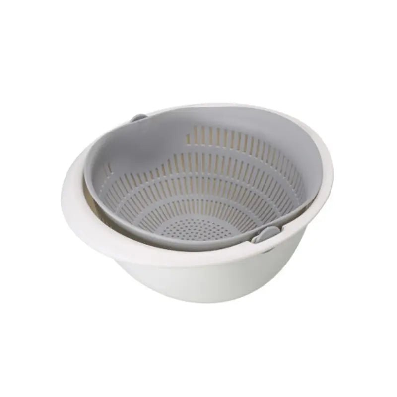 Kitchen Fruit Tray Removable Double Layer Fruit And Vegetable Basin Draining Basket Creative Household Rotating Washing Basket - Smoothy Home