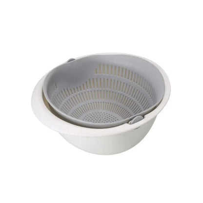 Kitchen Fruit Tray Removable Double Layer Fruit And Vegetable Basin Draining Basket Creative Household Rotating Washing Basket - Smoothy Home