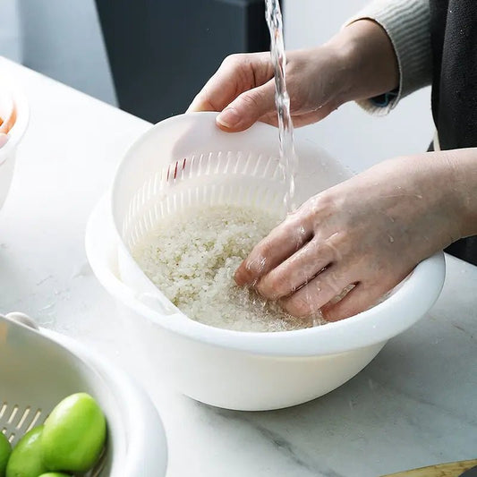 Kitchen Fruit Tray Removable Double Layer Fruit And Vegetable Basin Draining Basket Creative Household Rotating Washing Basket - Smoothy Home