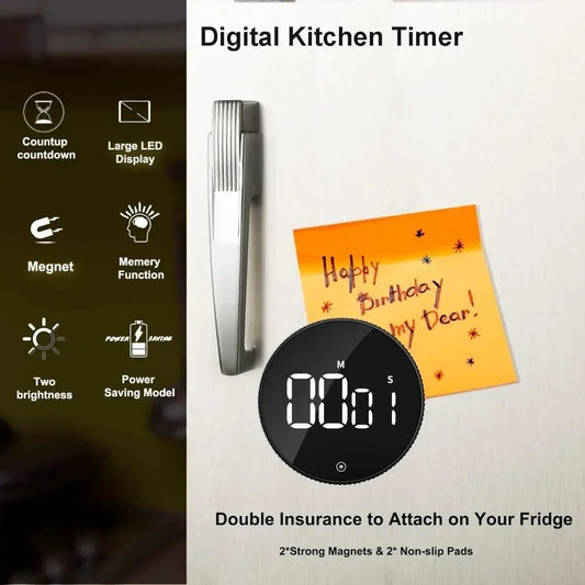 Kitchen Timer Digital Countdown Magnetic Egg Timer for Cooking with Constant Light Function for classrooms Quiet for Kids Adults - Smoothy Home