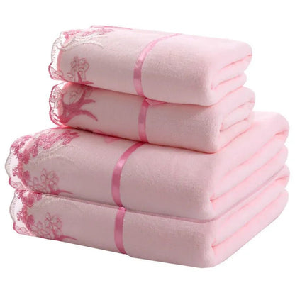 Lace Embroidered Microfiber Towel Set - Smoothy Home